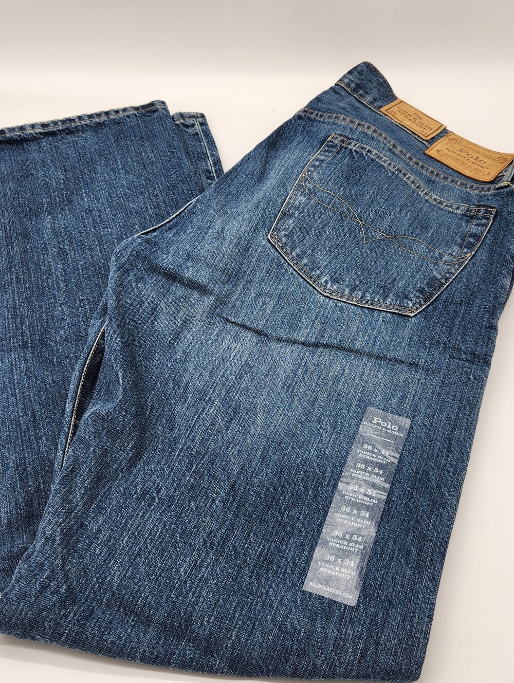 NWT Polo Ralph Lauren Varick Slim Straight Jeans 36x34 Medium Wash $89.50